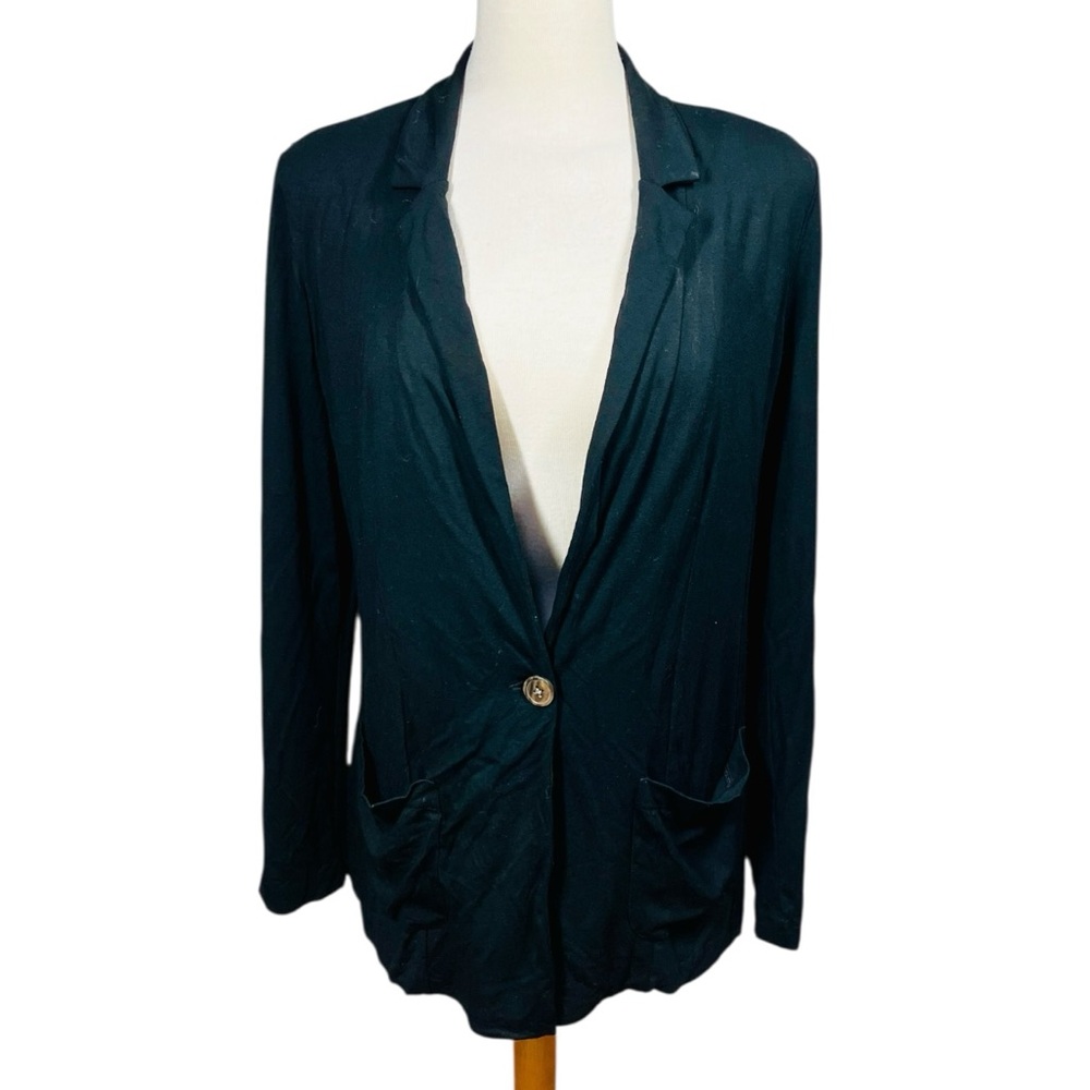 J. Jill Black Collared Stretch Blazer with Pockets Women's Size Small Petite